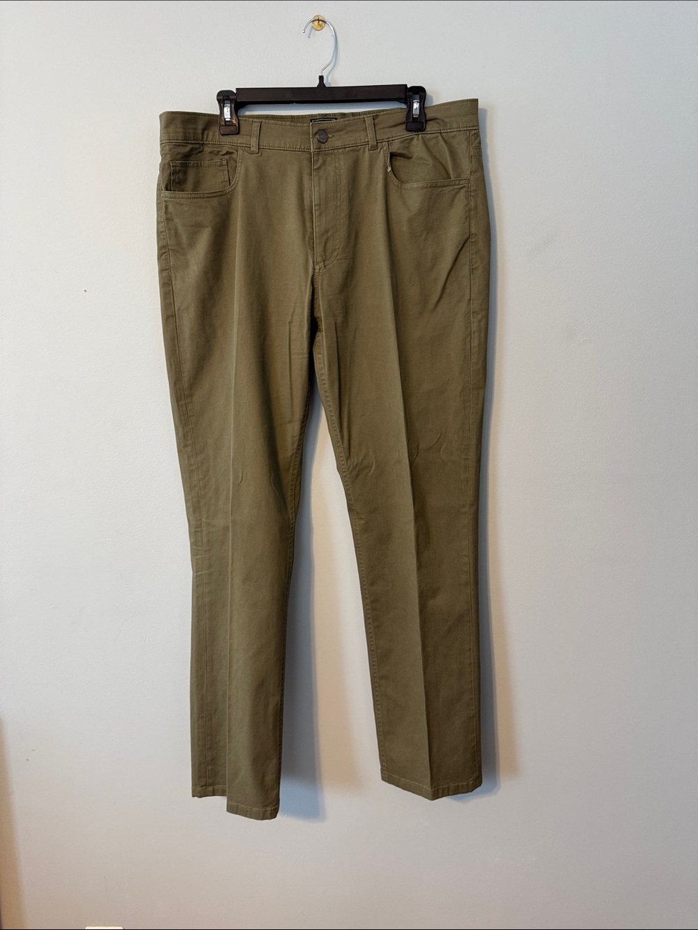 Men's Olive Green Stretch Chino Pants 35/32